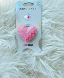 Pink Pixel Heart Pop socket,Keychain, Badge Reel